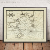 Vecchia mappa nautica del Golfo di Napoli di Heather, 1802: Monte Vesuvio, Capri, Costiera Amalfitana, Sorrento 