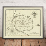 Vieux Port de Benghazi, Libye Carte Nautique par Heather, 1802 : Pointe Fortres, Cap, Rose des Vents 