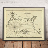 Old Port of Heraklion Nautical Chart by Heather, 1802: Candia, Crete, Suda Bay, Mediterranean