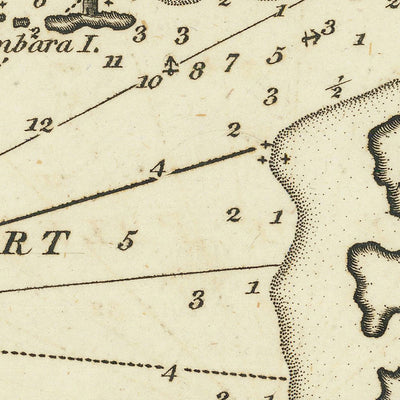 Alter Hafen von Trapano Seekarte von Heather, 1802: Befestigungen, Salzgruben, Fischerhütten