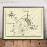 Old Gulf of Melazzo, Sicily Nautical Chart by Heather, 1802: Fortifications, Lighthouse, Currents