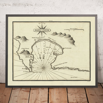 Old Porto Conte Nautical Chart by Heather, 1802: Sardinia, Soundings, Towers, Coastline