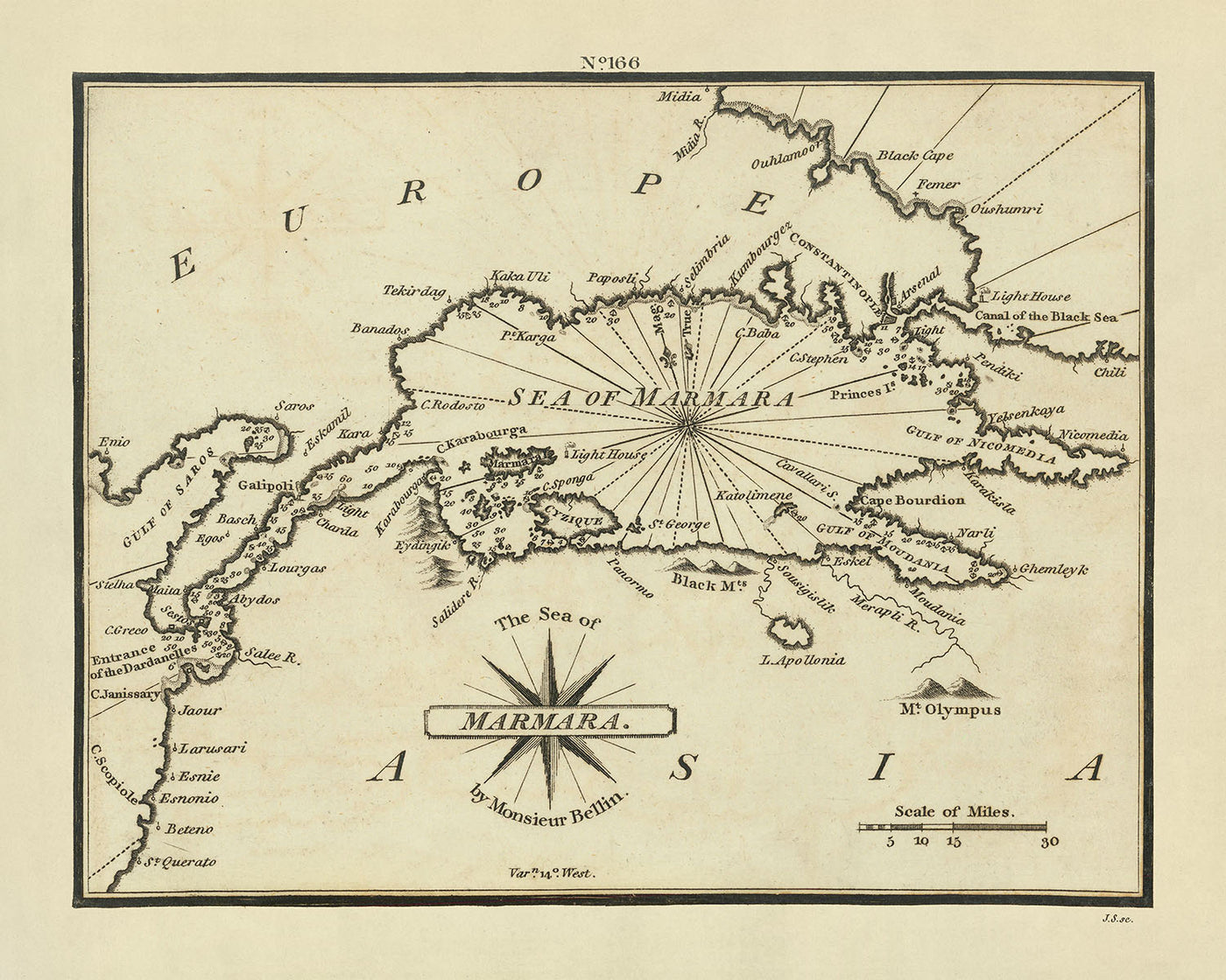 Carte nautique de la vieille mer de Marmara par Heather, 1802 : Dardanelles, Bosphore, Istanbul