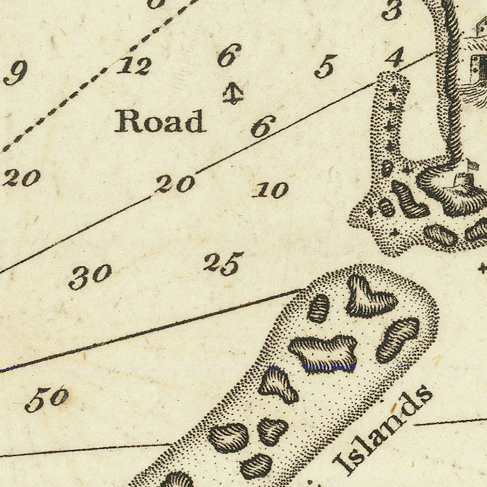 Alte Seekarte von Tripolis von Heather, 1802: Küstendetails, Festungen, Navigationshilfen