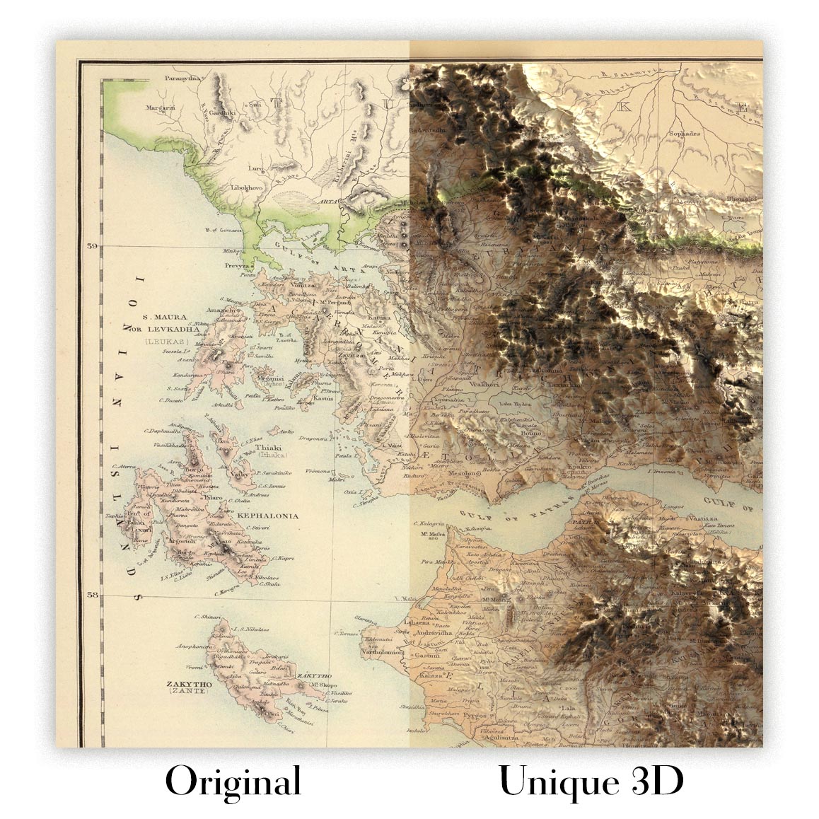 Image showing the difference between an Original map and a map that has undergone the Unique 3D transformation