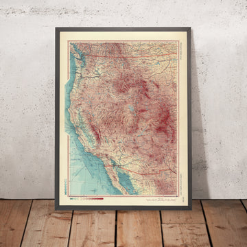 Old Map of Western United States, 1967: Los Angeles, San Francisco, Yosemite, Grand Canyon, Rocky Mountains