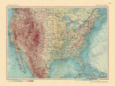 Alte Karte der Vereinigten Staaten von Amerika vom polnischen Topographiedienst der Armee, 1967: Grenzstädte USA-Kanada, mexikanische Grenze, Kuba, Quebec, Neufundland, Nova Scotia