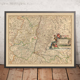 Ancienne carte de la Haute Alsace, du Breisgau et du Sundgau par Visscher, 1690 : Bâle, Fribourg-en-Brisgau, Colmar, Mulhouse, Jurapark Aargau