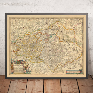 Alte Karte von Obersachsen von Visscher, 1690: Leipzig, Dresden, Magdeburg, Halle (Saale), Erfurt 