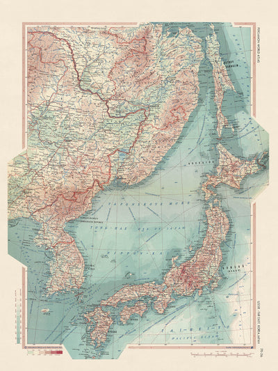 Carte du vieux monde URSS - Extrême-Orient, Corée, Japon : 1967 Carte politique et physique détaillée