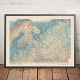 Mapa antiguo de la URSS en el norte de Europa, 1967: Estonia, Finlandia, Letonia, Rusia, Atlas Político y Físico 