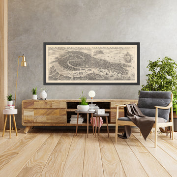 Antica mappa Birdseye di Venezia di Boisseau, 1648: Basilica di San Marco, Palazzo Ducale, Ponte di Rialto, Canal Grande, Laguna di Venezia 