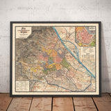 Antica mappa di Vienna di Gustav Freytag nel 1895 - Innere Stadt, Leopoldstadt, Wieden, Margareten, Landstraße 