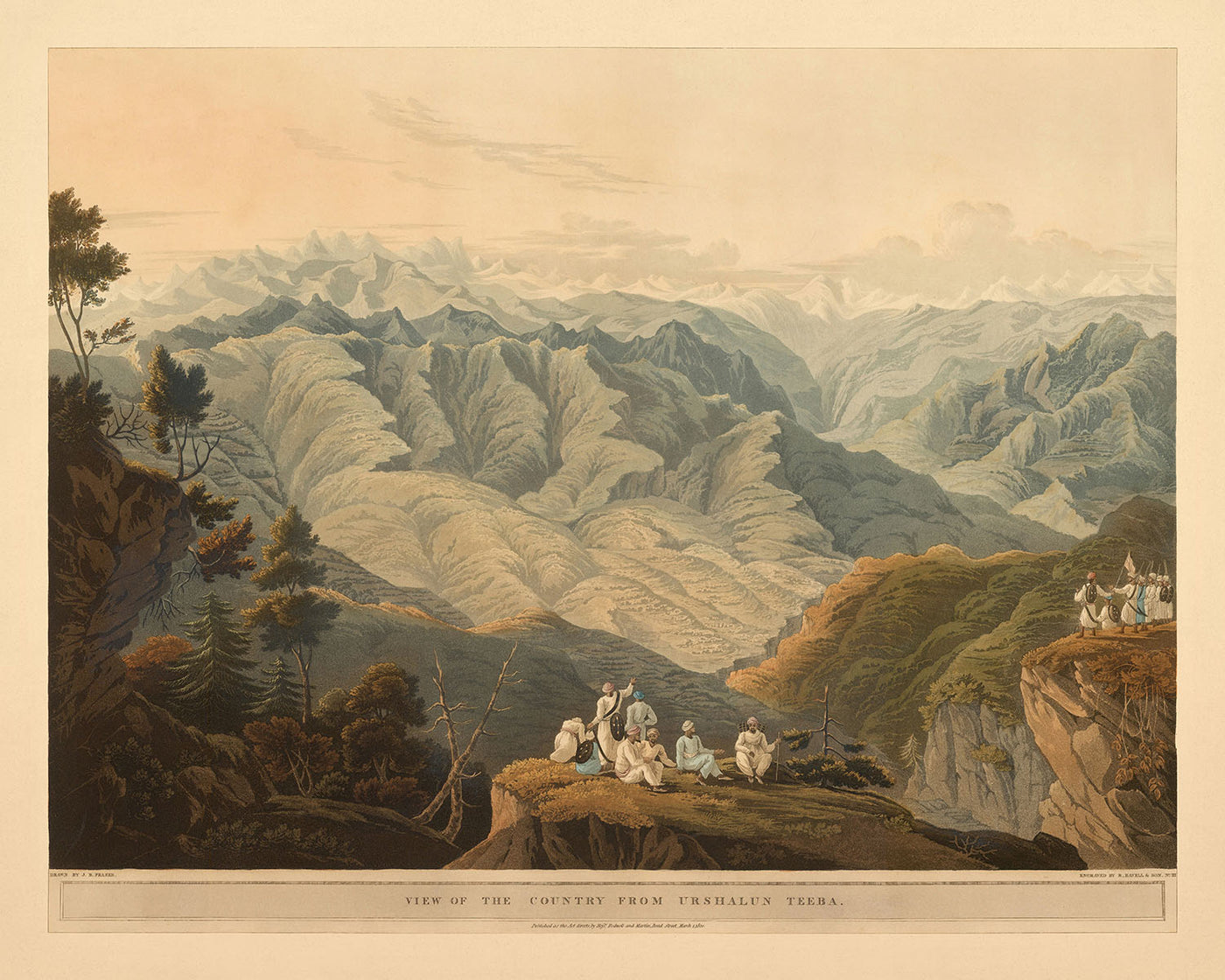 Erster Blick auf den Himalaya durch Europäer von Robert Havell und James Fraser, 1820