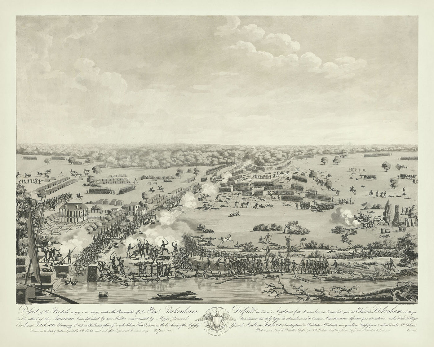 The Battle of New Orleans, 1815 by Laclotte: War of 1812, General Andrew Jackson