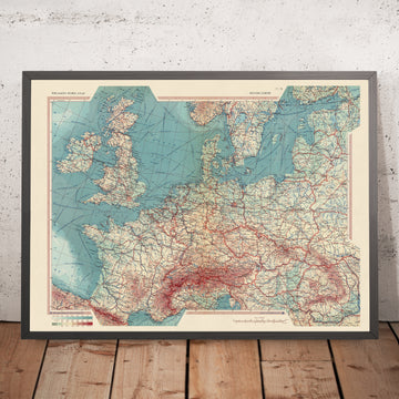 Old Map of Western Europe, 1967: Detailed Political and Physical Map, Shipping Lanes
