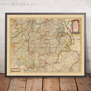 Ancienne carte de la Westphalie par Visscher, 1690 : Hambourg, Brême, Hanovre, Cologne, Dortmund