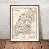 Old Map of County Wexford by Samuel Lewis, 1844: Enniscorthy, New Ross, Gorey, Ferns, and Historical Features