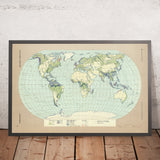 Mappa infografica antica della idrografia mondiale, 1967: Fiumi, Laghi e Oceani 