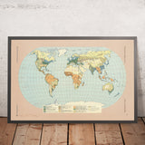 Antigua infografía del mapa de la agricultura mundial, 1967: Uso de la tierra agrícola, sistema alimentario global 