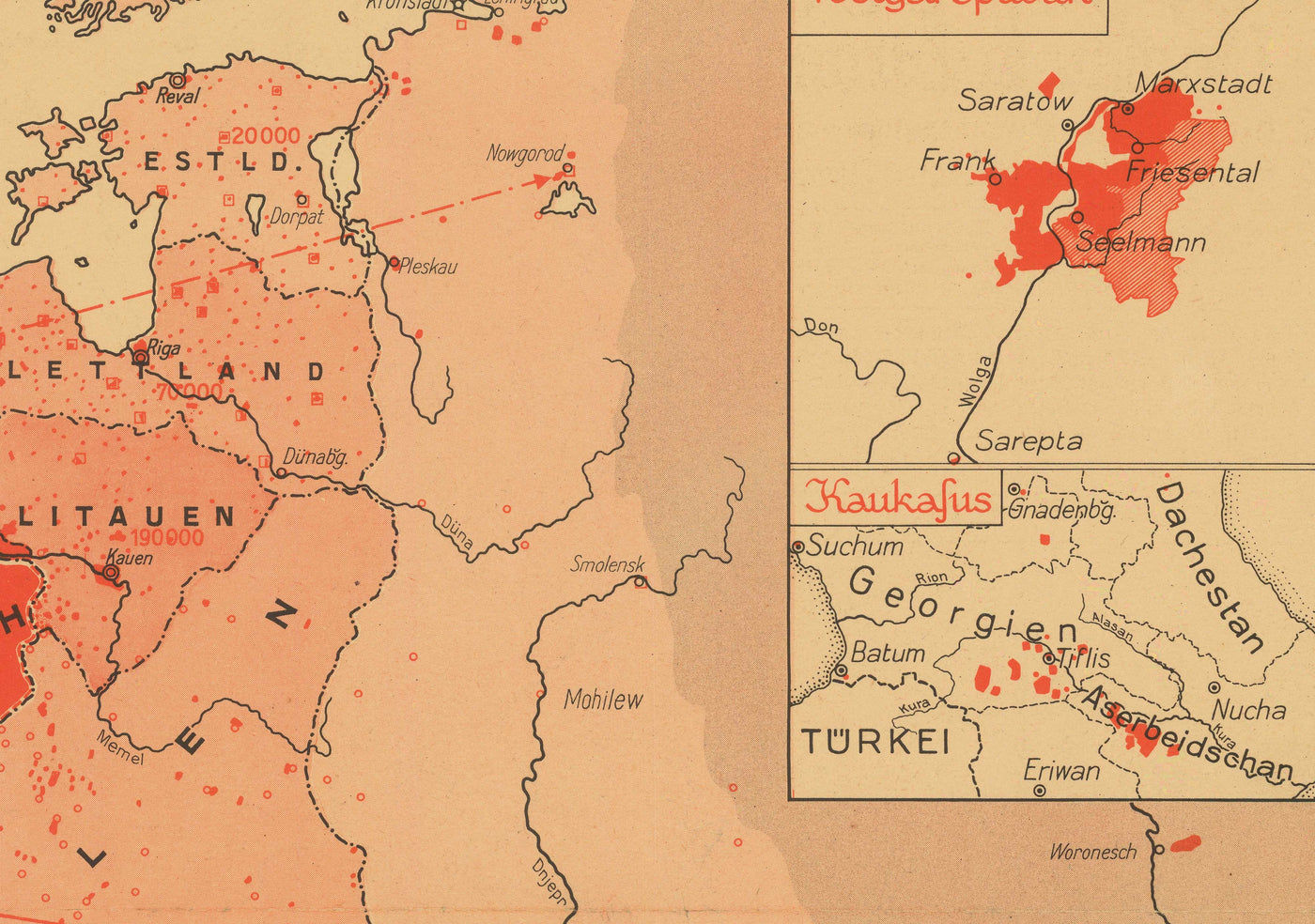 Carte de propagande nazie de l'Ancienne Guerre mondiale par Arnold Hillen-Ziegfeld en 1938 - Allemagne, Pays-Bas, Belgique, Pologne, URSS