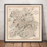 Old Map of Shropshire in 1805 by John Cary - Shrewsbury, Bridgnorth, Ludlow, Ironbridge, Oswestry