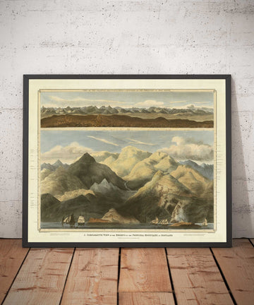 Alte Karte der Hügel Schottlands von 1832 von John Thomson - Die Highlands, Ben Nevis, Loch na Garr, Cairngorms, Ben Macdui, Ben Venue 