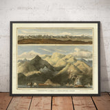 Alte Karte der Hügel Schottlands von 1832 von John Thomson - Die Highlands, Ben Nevis, Loch na Garr, Cairngorms, Ben Macdui, Ben Venue 