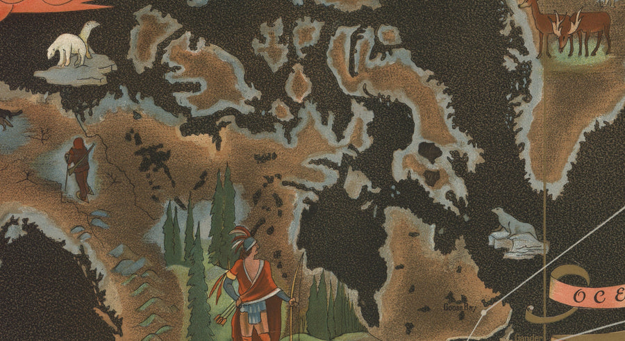 Alte Air France Weltkarte, 1947 von Lucien Boucher - Große Flugrouten-Wandkarte - Historische Fluggesellschaft Kunst 