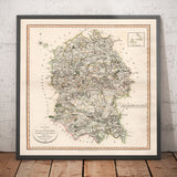 Ancienne carte du Wiltshire en 1801 par John Cary - Swindon, Salisbury, Marlborough, Stonehenge, Trowbridge