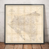 Old Map of Nicaragua in 1863 by Sonnestern - Managua, Leon, Chinandega, Esteli, Lake Nicaragua