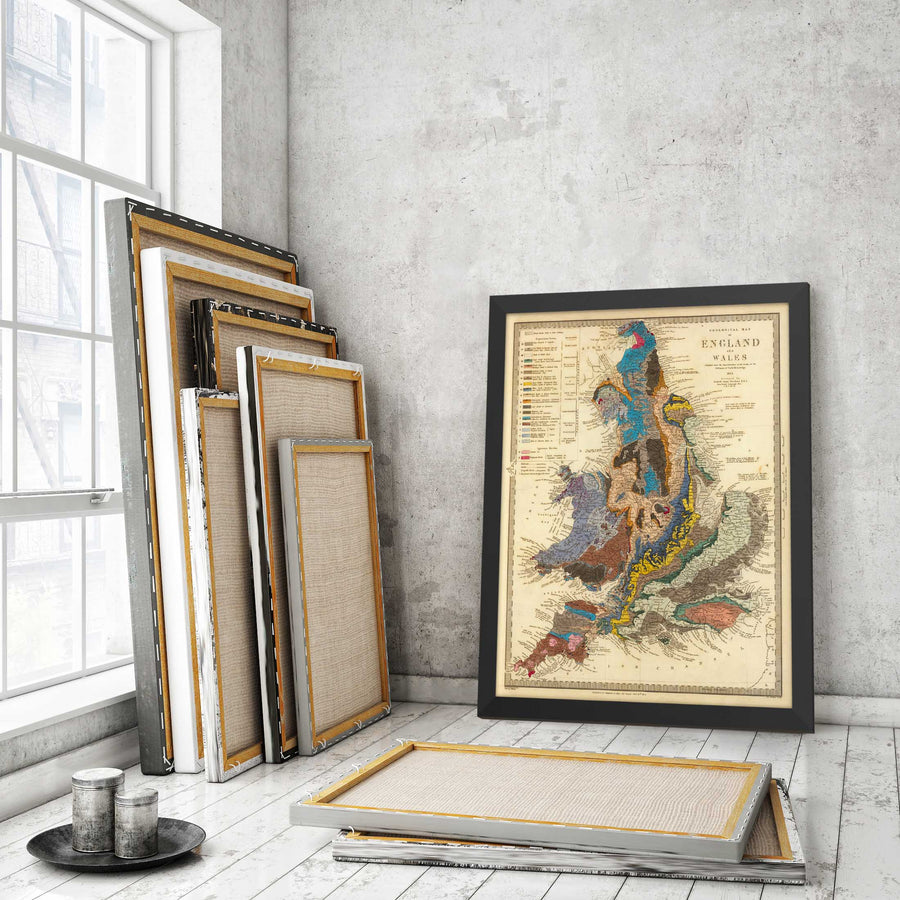 Alte geologische Karte von England & Wales von Roderick Impey Murchison, 1843 