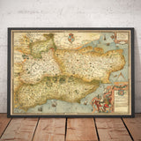 Mapa antiguo de Southeast Inglaterra en 1575 por SAXTON - First Mapa raro de Londres, Kent, Sussex, Surrey, Middlesex