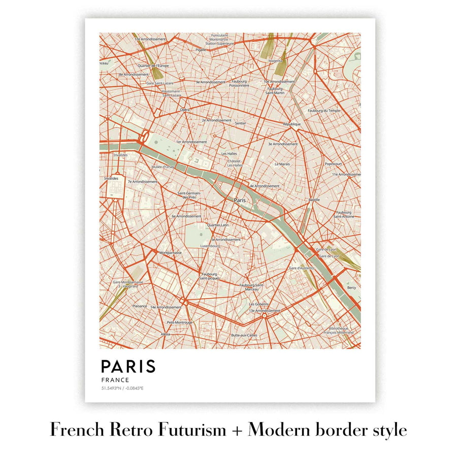 Personalisierte moderne Karte - Erstellen Sie Ihre eigene Stadt- und Straßenkarte 