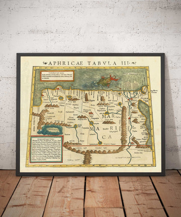 Old Historical Map of North Africa in 1545 by Sebastian Munster - Babylon, Cairo, River Nile, Alexandria, Egypt