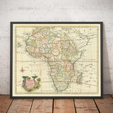 Rare Old Map of Africa, 1747 by Emanuel Bowen - Pre-Colonial, Handcoloured - Slave Trade, Negroland, Ethiopia, Barbary, Nubia