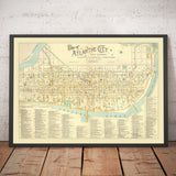 Alte Karte von Atlantic City, New Jersey, im Jahr 1891 von AY Lee - Promenade, Pazifik, Baltisch, Atlantik, Delaware Avenue 
