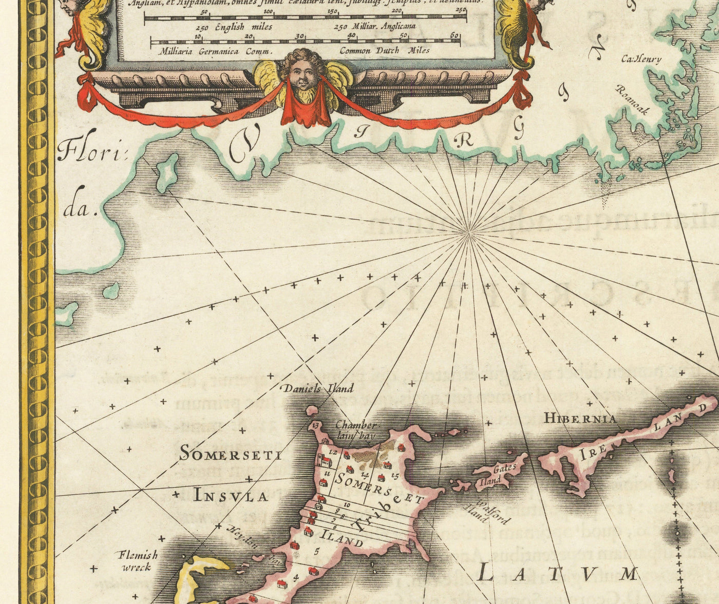 Alte Karte von Bermuda, 1640 von Willem Blaeu - Somers Isles Tribes & Parishes