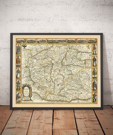 Alte Karte von Böhmen im Jahr 1626 von John Speed - Tschechien, Prag, Bayern, Mähren, Mitteleuropa 