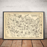Old Alcohol Bootlegger's Map of the United States, 1926 by McCandlish - Carte humoristique des États-Unis datant de l'époque de la prohibition.