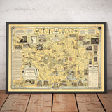 Old Pictorial Map of Boston, 1947 Ernest Dudley Chase - Birth of the Telephone, Graham Bell, Beacon Hill, Downtown