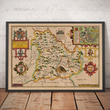 Old Map of Brecon Wales, 1611 by John Speed - Beacons, Crickhowell, Powys, Trecastle