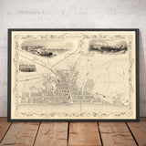 Old Map of Brighton in 1851 by J. & F. Tallis - Lanes, Pier, Parade, Old Steine, Kemptown, East Sussex