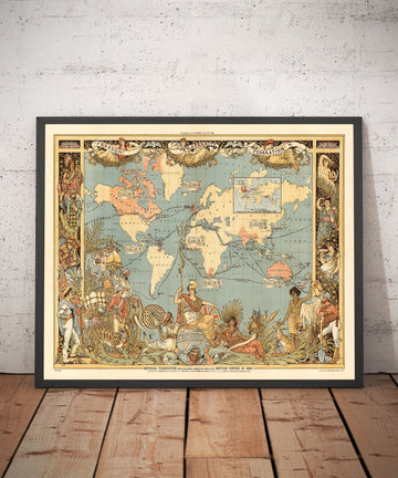 Old British Empire World Map, 1886 - Queen Victoria Jubilee Wall Chart by the "Graphic"