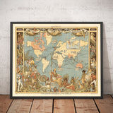 Mappa del mondo dell'antico Impero Britannico, 1886 - Grafico della parete del Giubileo della Regina Vittoria "Graphic" 