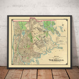 Old Map of the Bronx in 1900 by Hyde and Co. - New York City, Pelham Bay Park, Hunter Island, Botanical Garden, Harlem River