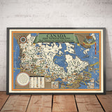 Alte Karte von Kanada, 1942 von Max Gill - Zweiter Weltkrieg Karte der natürlichen und industriellen Ressourcen 