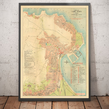Mappa antica di Città del Capo, 1935 della Ferrovia Sudafricana - Città Madre, Clifton, Camp Bay, Sea Point 