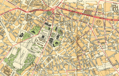 Mapa antiguo de Casablanca en 1934 por Gaillac-Monrocq - Antigua Medina, Puerto de Casablanca, Derb Ghallef, Nueva Medina, Hipódromo, Anfa