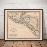Alte Karte von Mittelamerika im Jahr 1864 von James Wyld - Mexiko, Honduras, Moskitoküste, Guatemala, Costa Rica 
